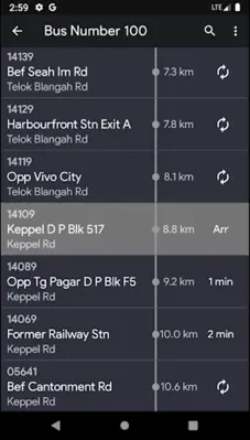 SG NextBus android App screenshot 2